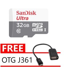 SanDisk Ultra MicroSDHC Card Class 10 48MB/s - 32 GB + Gratis OTG Adapter Kabel