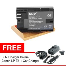 SDV Canon Baterai Kamera Wireless LP-E6 - 2100 mAh + SDV Free Canon Charger Baterai LP-E6 + Car Charger