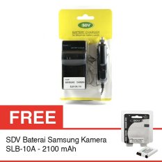 SDV Charger Baterai Samsung SLB-10A & Car Charger + Gratis SDV Baterai Samsung Kamera SLB-10A