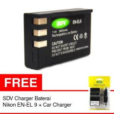 SDV Nikon Baterai Kamera EN-EL9/ EL9A - 2800 mAh + Free SDV Nikon Charger Baterai EN-EL 9 + Car Charger