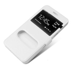 Silk Skin Window Wallet Flip Leather Cover Original for Samsung Galaxy Note 2 (White) (Intl)