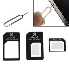 Sim Card Tray Holder Eject Pin Key Tool + Nano SIM Card to Micro SIM Card Adapter + Nano SIM Card to Standard Sim Card Adapter with Double Sided Tape for iPhone 5 and 5S, iPhone 4 and 4S,3GS / 3G (Black) (Intl)