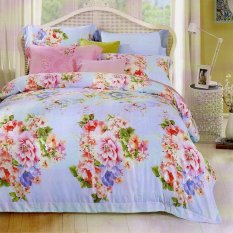 Sleep Buddy Set Sprei dan Bed Cover Blue Rossa Sutra Tencel