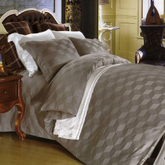 Sleep Buddy Set Sprei dan Bed Cover Cube Dark Grey Jacquard Cotton