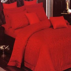 Sleep Buddy Set Sprei dan Bed Cover Red Ulir Sutra Tencel
