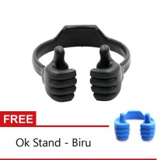 Smart OK Stand For Smartphone, iPad, Tablet Android - Hitam + Free 1 Pcs Ok Stand Biru