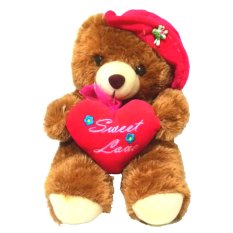 Smiley Kids Boneka Beruang Teddy Bear Topi Bantal Love - Coklat