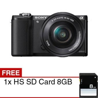Sony Alpha a5000 - 20.1MP - Kit Lens 16-50mm Kamera Mirrorless - Hitam + Gratis Memory SDHC 8GB  