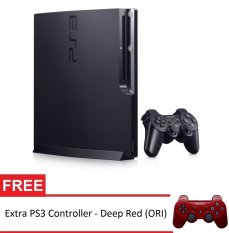 Sony PS3 Playstation 3 Slim - 160GB - Hitam + Gratis Extra Controller Merah
