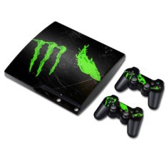 Sticker Cover for PlayStation 3 Slim Console and 2 Piece Sticker for Controller Set (Black)