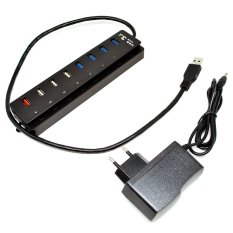 Super Speed USB Hub 3.0 8 Ports with 2A Power Adapter - CQT-3008 - Hitam