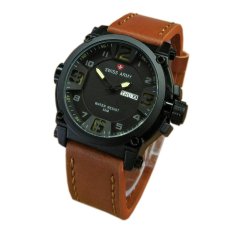 Swiss Army - Jam Tangan Pria - Coklat Jarum Kuning - Strap Kulit - SA 7169