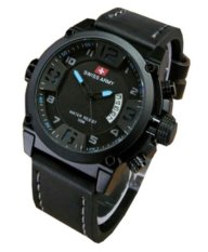 Swiss Army - Jam Tangan Pria - Hitam Biru - Strap Leather - SA 7169