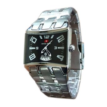 swiss army jam tangan pria stainless silver hitam swiss army jam tangan pria stainless silver hitam