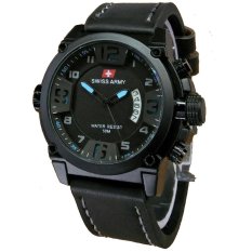 Swiss Army - Jam Tangan Pria - Strap Kulit - Hitam Lis Biru - SA7169