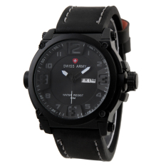 Swiss Army Mens Elegant - Hitam - Stainless/Kulit - SA 7169 BL GRY