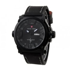 Swiss Army Mens Elegant - Hitam - Stainless/Kulit - SA 7169 BL GRY