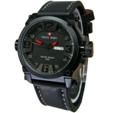 Swiss Army SA7169TH Jam Tangan Pria Strap Leather Hitam Lis Merah
