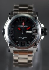 Swiss Army Watch Jam Tangan Pria - Silver Merah - Tali Stainless - SA 7169