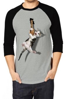 t shirt kaos 3d kucing rope raglan abu hitam abu t shirt kaos 3d kucing rope raglan abu hitam abu