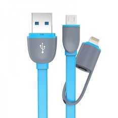 T4shops Smart Data Cable 2 in 1 Lightning & Micro USB 100cm - Biru