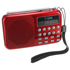 T508 Mini Portable LED Stereo FM Radio Speaker USB TF Card MP3 Music Player (Red) - Intl
