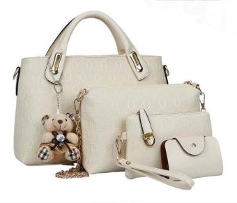 tas fashion wanita 4 in 1 dengan boneka warna putih lazada indonesia tas fashion wanita 4 in 1 dengan boneka warna putih lazada indonesia