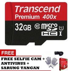 Transcend Memory Card Micro SD UHS-1 400X - 32GB - Merah + Gratis Selfie Cam + Deli Gloves + Antivirus Trend Micro