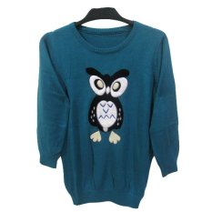Trilogia Sweater Rajut Owl Biru One Size