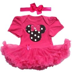 Two Pieces Set Newborn Baby HotPink Clothes Baby Rompers Tutu Dress+Head Band Girls Clothing Sets Kids Vestidos - Intl
