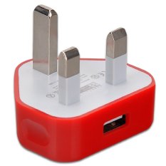 UK Wall Charger USB Adapter Plug for iPhone 5 4S 4 3G iPod Touch 5 Nano (Red) (Intl)