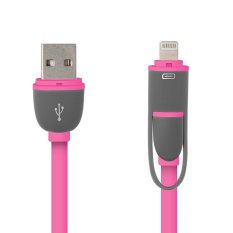 Universal 2 in 1 Duo Magic Cable Lightning and Micro USB Cable for Android / iOS - Round Split Back Model - Rose