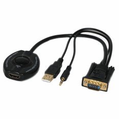 Universal VGA to HDMI Video Adapter with USB and Aux Audio Cable - Hitam