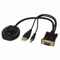 Universal VGA to HDMI Video Adapter with USB and Aux Audio Cable - Hitam