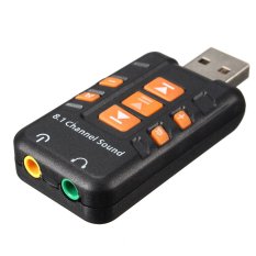 USB External 3D Virtual 8.1 Channel Audio PC/Laptop/Headphone Sound Card Adapter Black - Intl