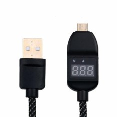 USB Power Meter Charging and Data Sync Cable with Smart LCD Display Current Voltage Monitor Improve Charging Efficiency for Android Smartphone(Black) - Intl