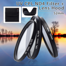 UV CPL ND4 Filter + Lens Hood 52mm For Nikon D3200 D3100 D3000 D90 D80 D70 - Intl