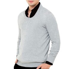 VM Sweater Polos Oblong Rajut Tangan Panjang Abu Muda - Long Knitt Basic Sweater