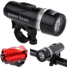 Waterproof Ultra Bright 5 LED Cycling BikeLight Set Bike Front Head Light Lamp & 5 LED Rear Safety Taillight (Intl)