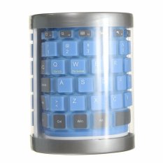 Wireless Bluetooth Keyboard Waterproof Foldable Silica Gel Soft Keyboard Light Blue (Intl)