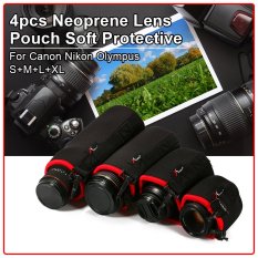 XCSource 4pcs Neoprene Lens Pouch Soft Protective for Canon Nikon Olympus S M L XL DC506 - Intl