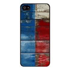 Y&M Cell Phone Case For iPhone 5/5s Blue And Red Wood Pattern Cover (Multicolor)