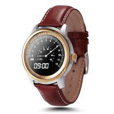 ZM1 Bluetooth Smart Watch Waterproof Leather Strap Full HD IPS Screen Fitness Tracker for IOS Android Smartphone (Gold)