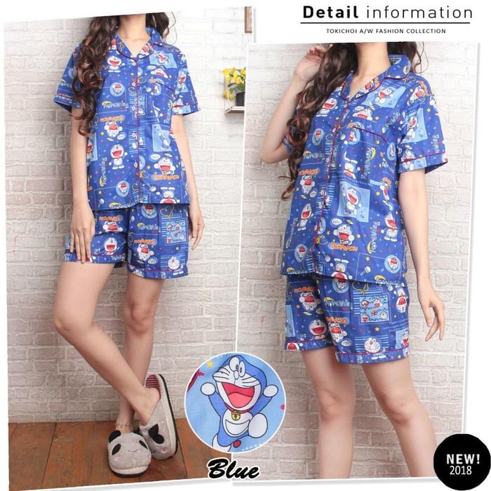 MURAH GRATIS PP DORAEMON SMILE PIYAMA CELANA PENDEK PAJAMAS KATUN JEPANG Keren