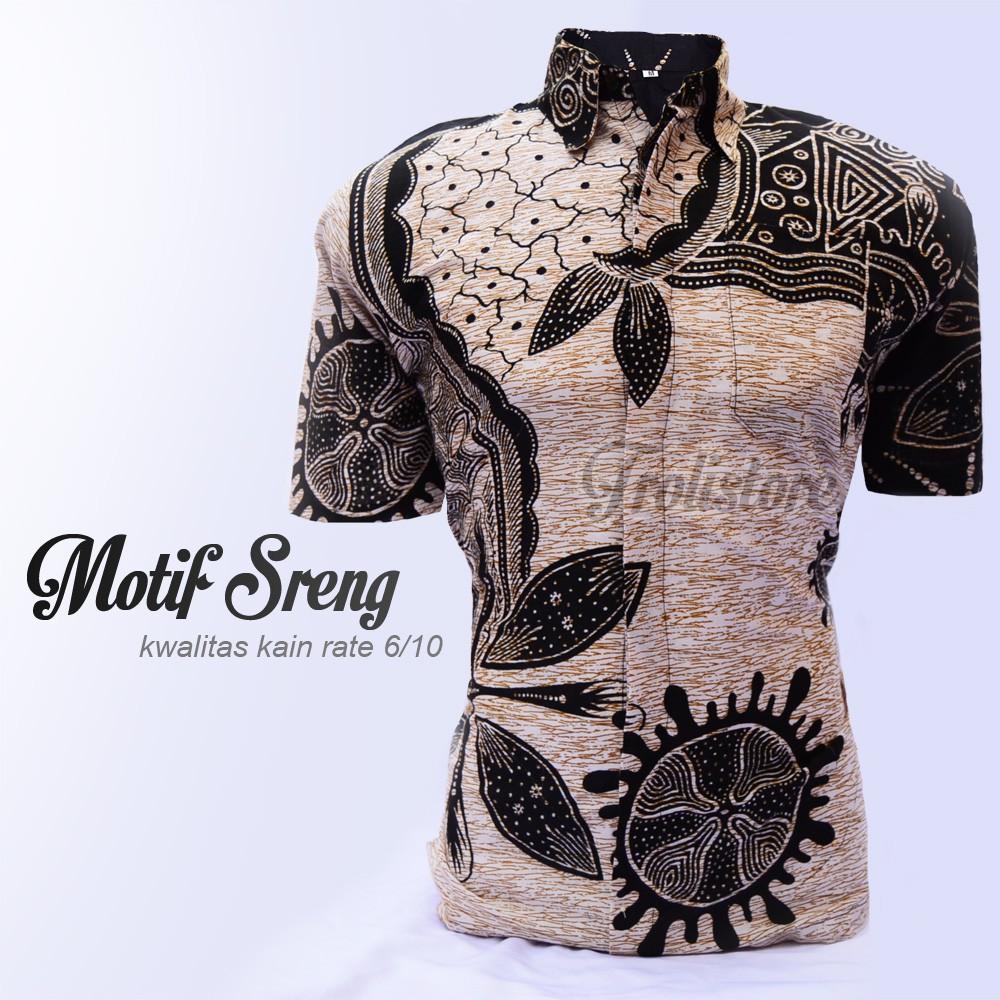 Batik Solo TS01 Kemeja Hem Batik Pria Motif Sreng