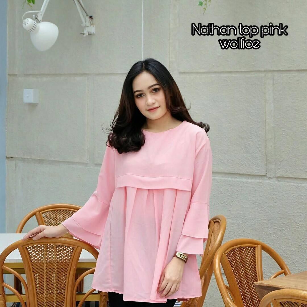 Baju Original Nathan Blouse Atasan Blus Modern Baju Tunik Termurah Modern Panjang Hijab Fashion Perempuan Casual