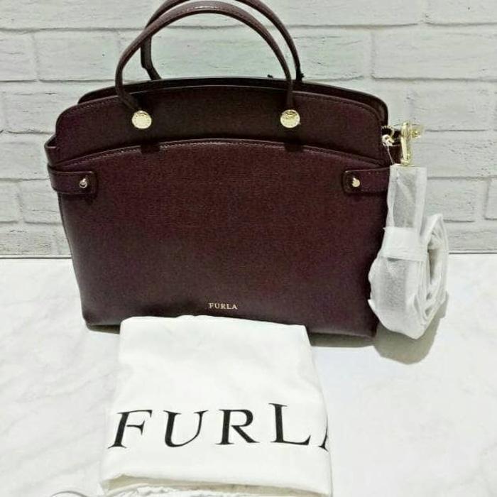 Furla Agatha Medium Wine Leather. Tas Furla Original