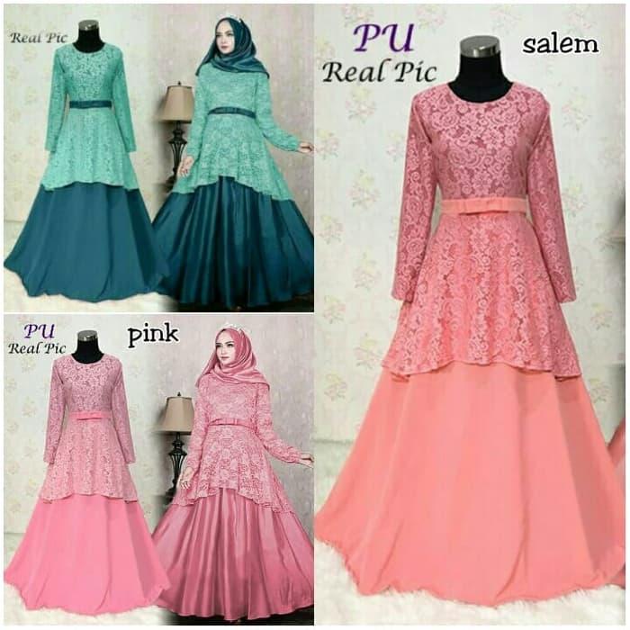 SALE GAMIS PESTA RENITA BROKAT DRESS - BAJU GAMIS WANITA MUSLIM - Pink