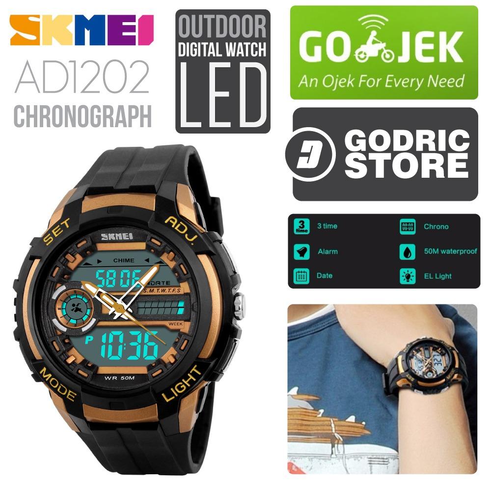 SKMEI AD1202 Jam Tangan Pria Digital Analog Sport Cowok LED Water Resistant 50M 1202 - Gold