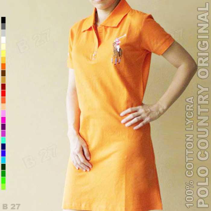 Best Seller!!! POLO COUNTRY Original C14-20 Kaos Kerah Tunik Cotton Lycra Orange Keren Terbaru Murah